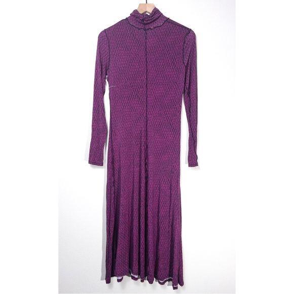 Proenza Schouler White Label Marble Mesh Turtleneck Midi Dress M Jersey Stretch - Picture 9 of 11